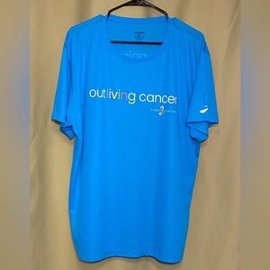 Brooks ‘Hope Scarves ‘ Outliving Cancer  Graphic Tee shirt  Blue women’s XXL